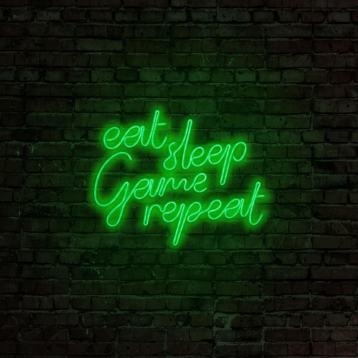 Aplica de Perete Neon eat sleep game repeat, 51x40 cm - Verde