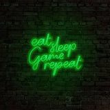 Aplica de Perete Neon eat sleep game repeat, 51x40 cm - Verde