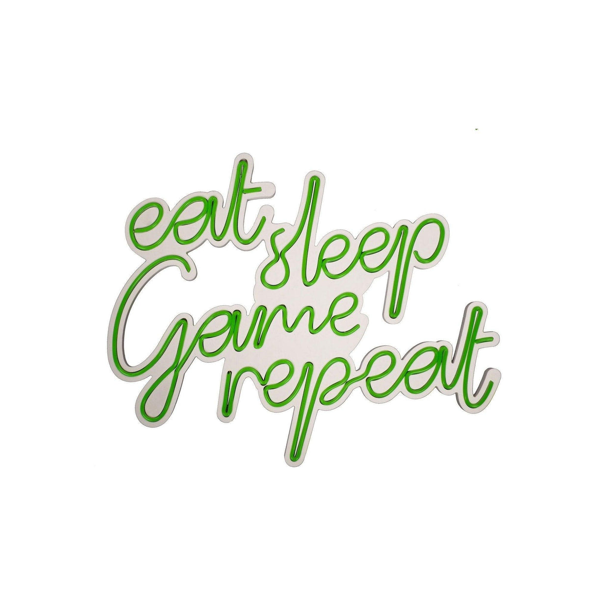 Aplica de Perete Neon eat sleep game repeat, 51x40 cm - Verde