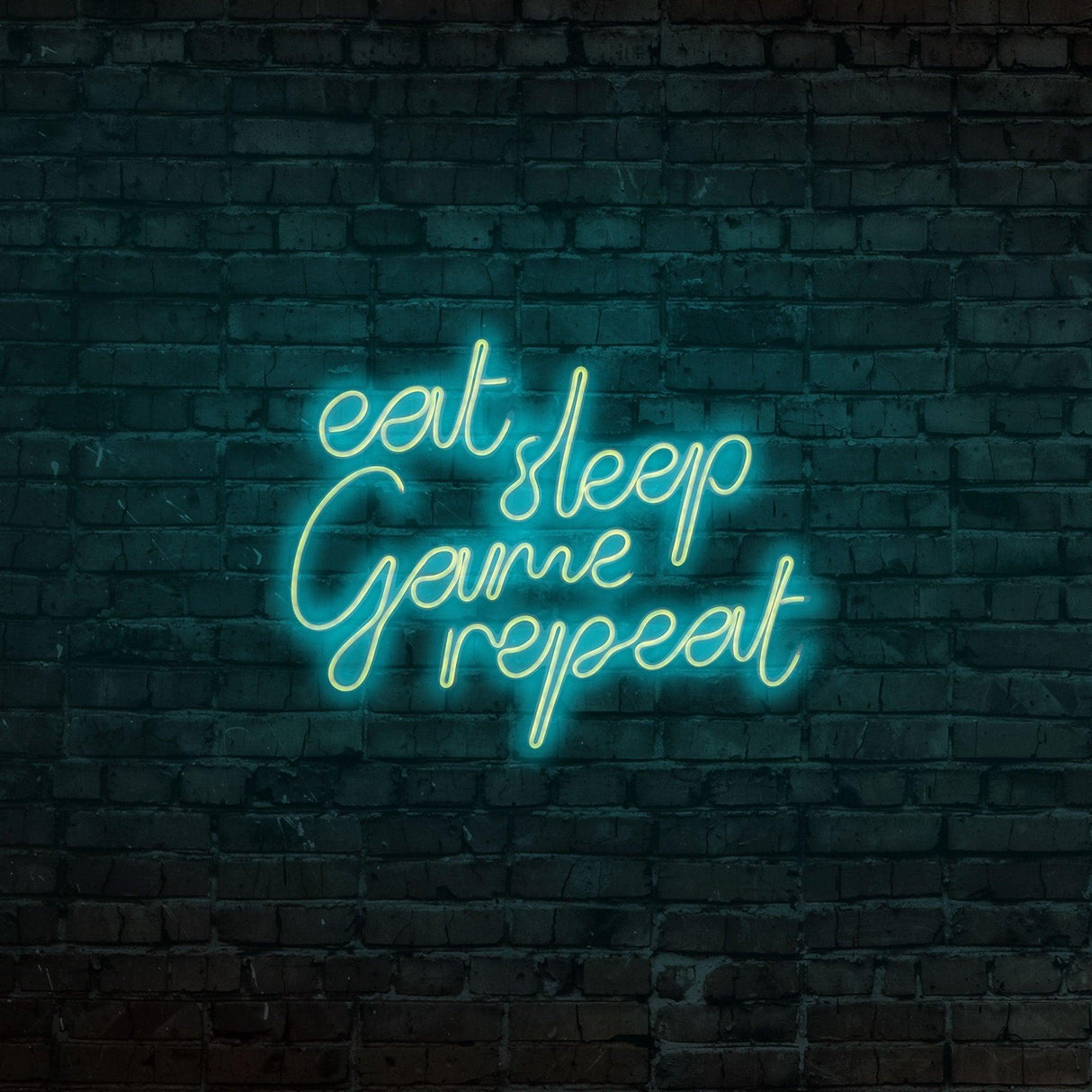 Aplica de Perete Neon eat sleep game repeat, 51x40 cm - Albastru