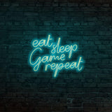 Aplica de Perete Neon eat sleep game repeat, 51x40 cm - Albastru