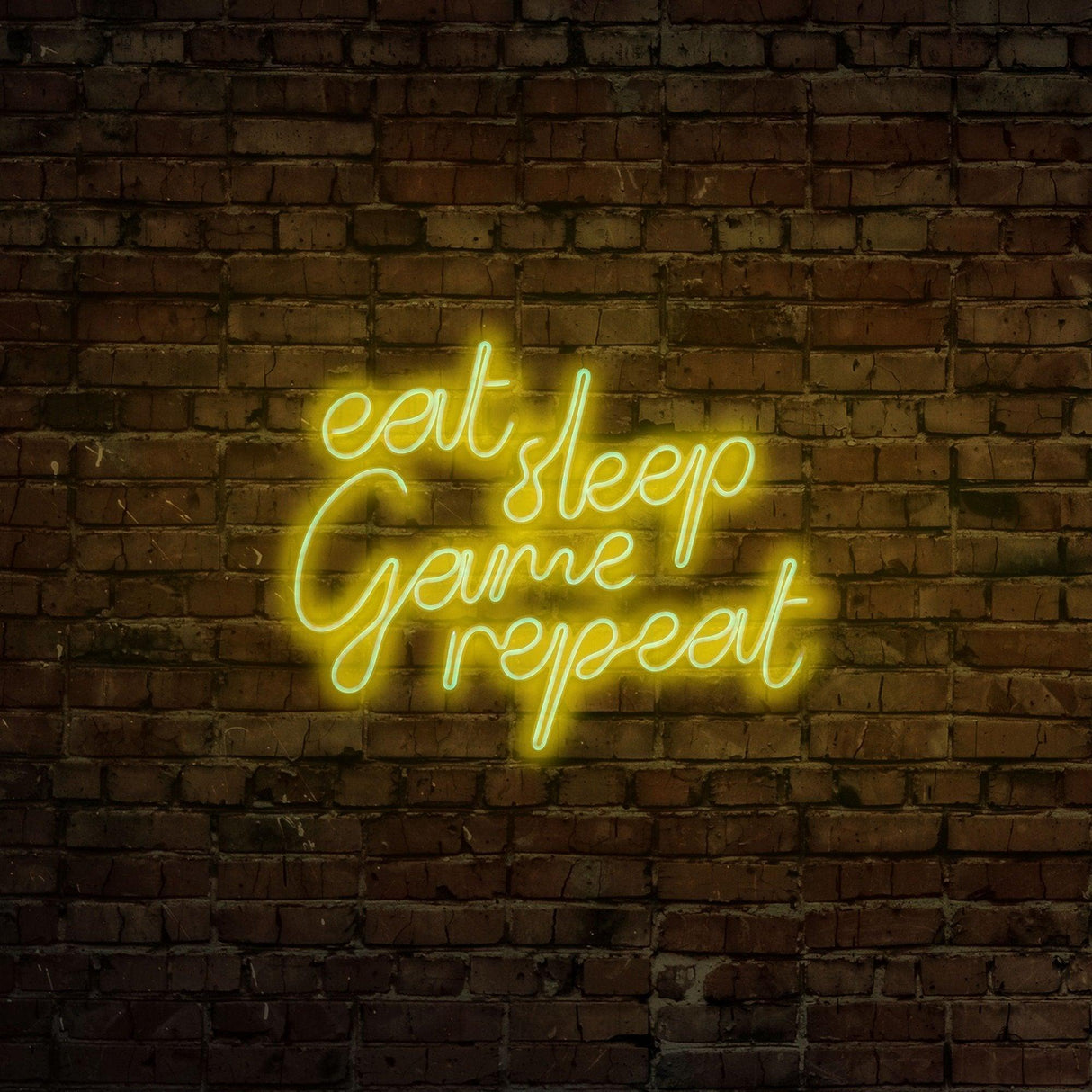 Aplica de Perete Neon eat sleep game repeat, 51x40 cm - Galben