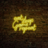 Aplica de Perete Neon eat sleep game repeat, 51x40 cm - Galben