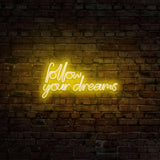 Aplica de Perete Neon Follow Your Dreams, 60x32 cm - Galben
