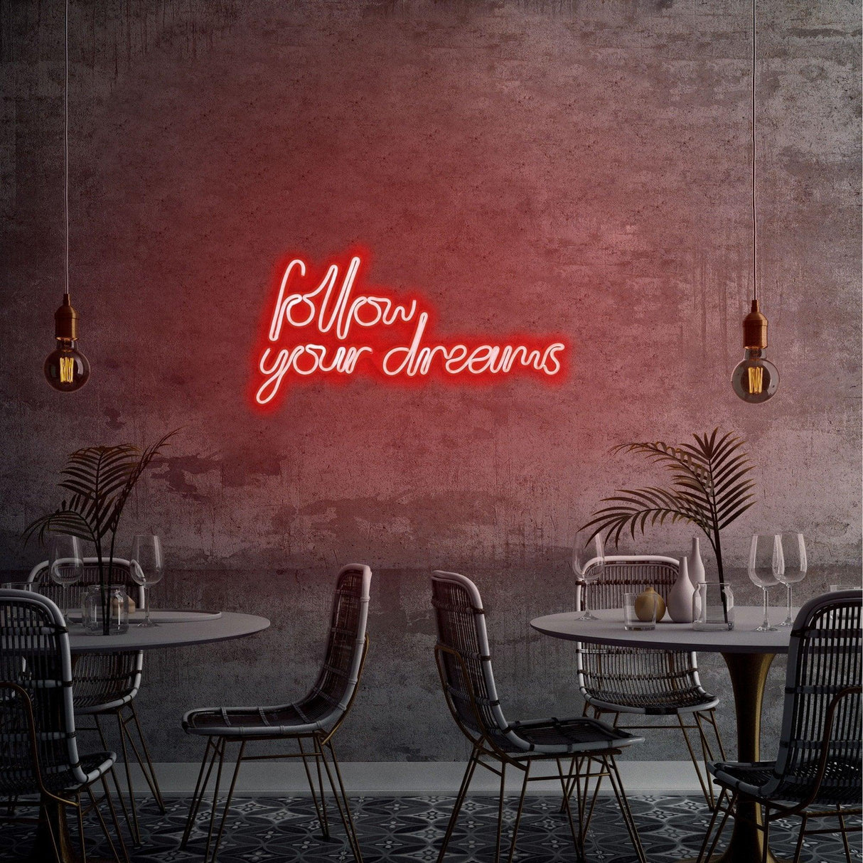 Aplica de Perete Neon Follow Your Dreams, 60x32 cm - Rosu