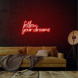 Aplica de Perete Neon Follow Your Dreams, 60x32 cm - Rosu