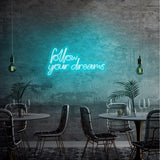 Aplica de Perete Neon Follow Your Dreams, 60x32 cm - Albastru