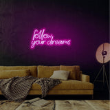 Aplica de Perete Neon Follow Your Dreams, 60x32 cm - Roz