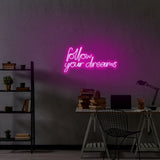 Aplica de Perete Neon Follow Your Dreams, 60x32 cm - Roz