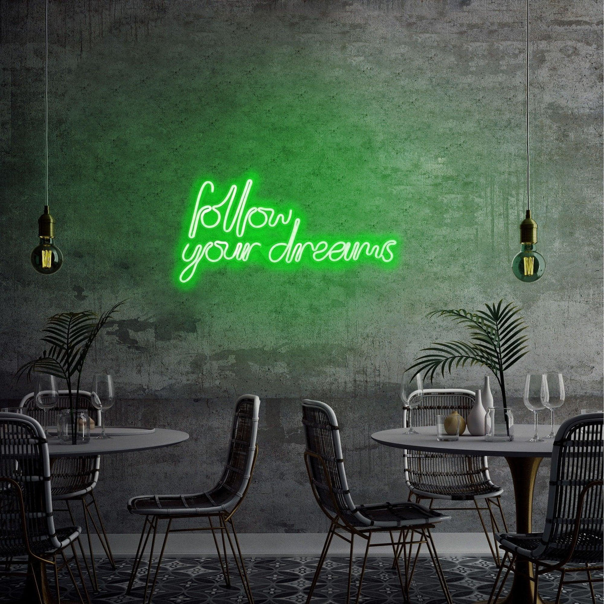 Aplica de Perete Neon Follow Your Dreams, 60x32 cm - Verde