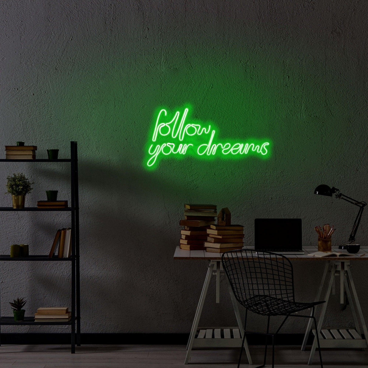 Aplica de Perete Neon Follow Your Dreams, 60x32 cm - Verde