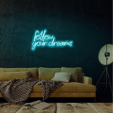 Aplica de Perete Neon Follow Your Dreams, 60x32 cm - Albastru