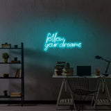 Aplica de Perete Neon Follow Your Dreams, 60x32 cm - Albastru