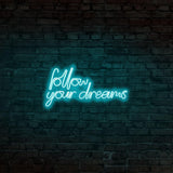 Aplica de Perete Neon Follow Your Dreams, 60x32 cm - Albastru