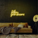 Aplica de Perete Neon Follow Your Dreams, 60x32 cm - Galben