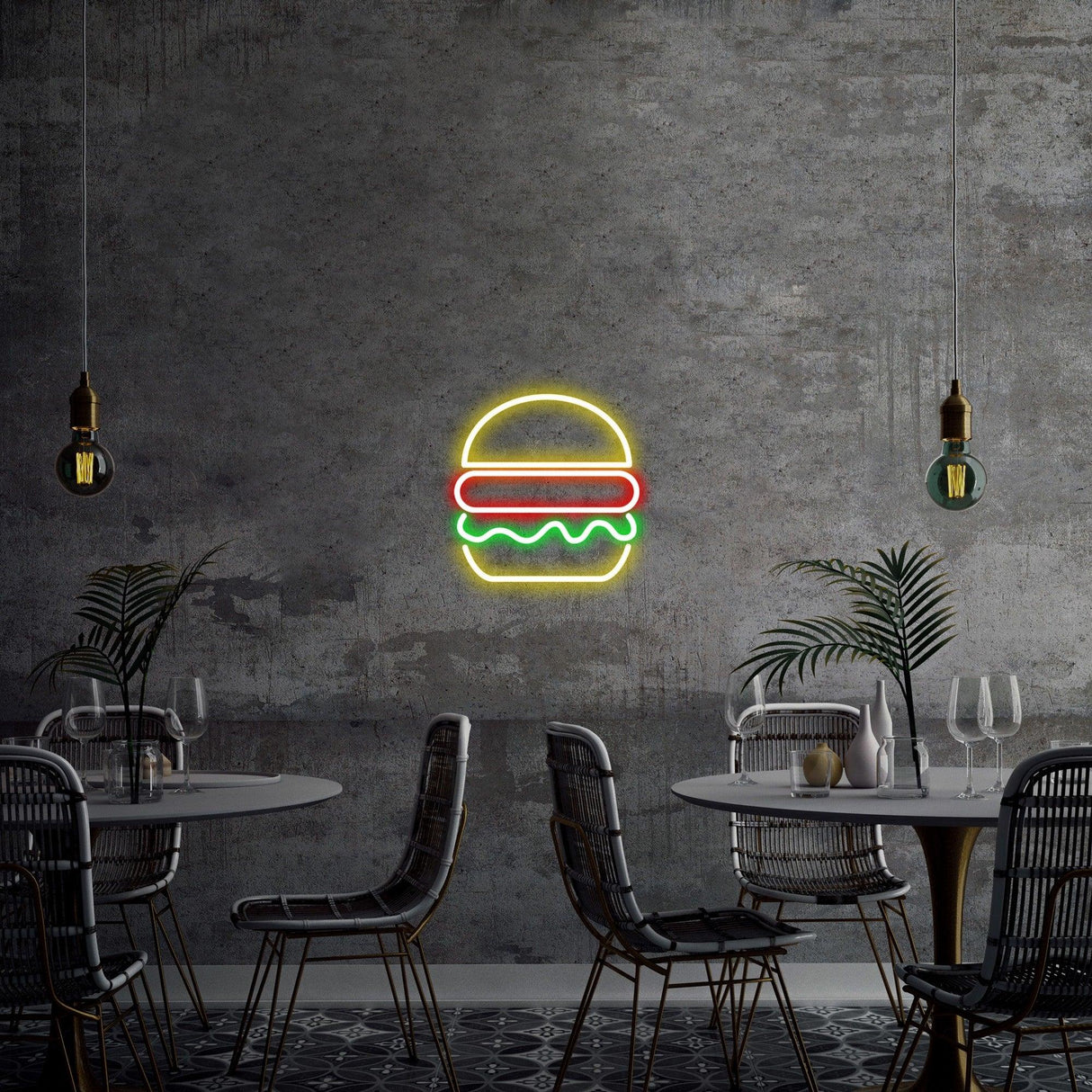 Aplica de Perete Neon Hamburger, 28x27 cm