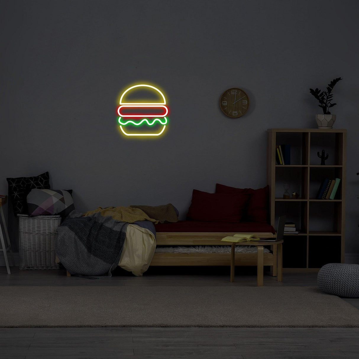 Aplica de Perete Neon Hamburger, 28x27 cm