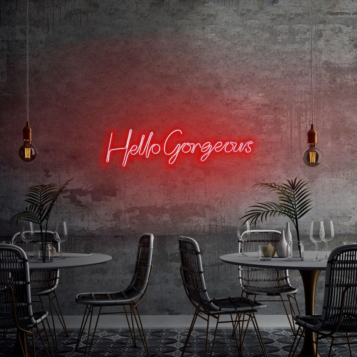 Aplica de Perete Neon Hello Gorgeous (diverse dimensiuni) - Rosu