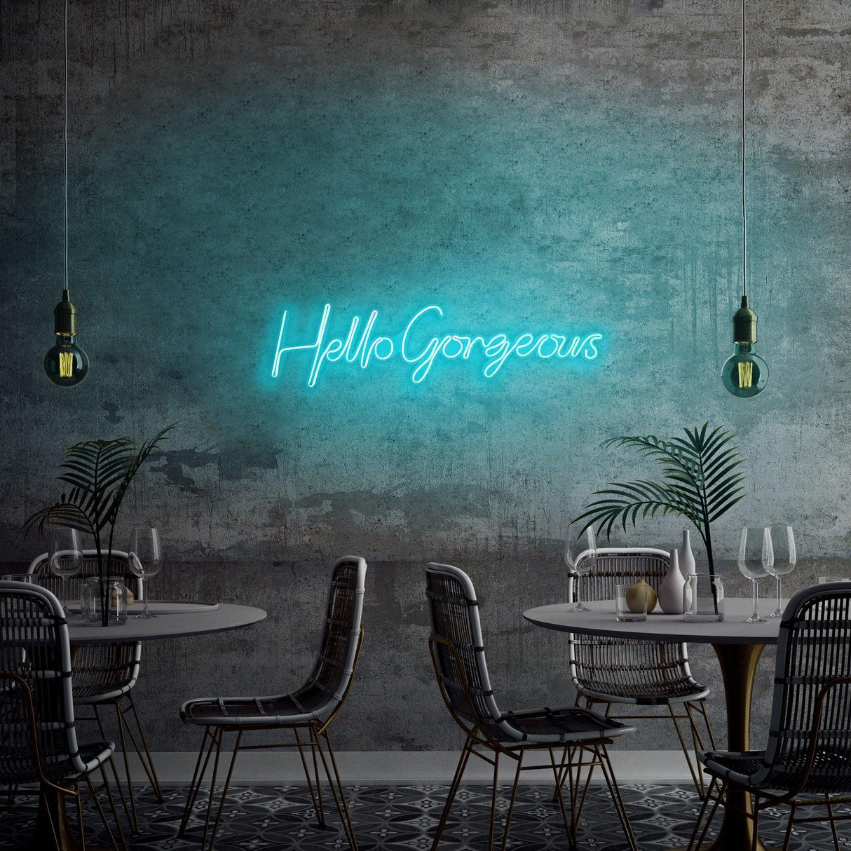 Aplica de Perete Neon Hello Gorgeous (diverse dimensiuni) - Albastru
