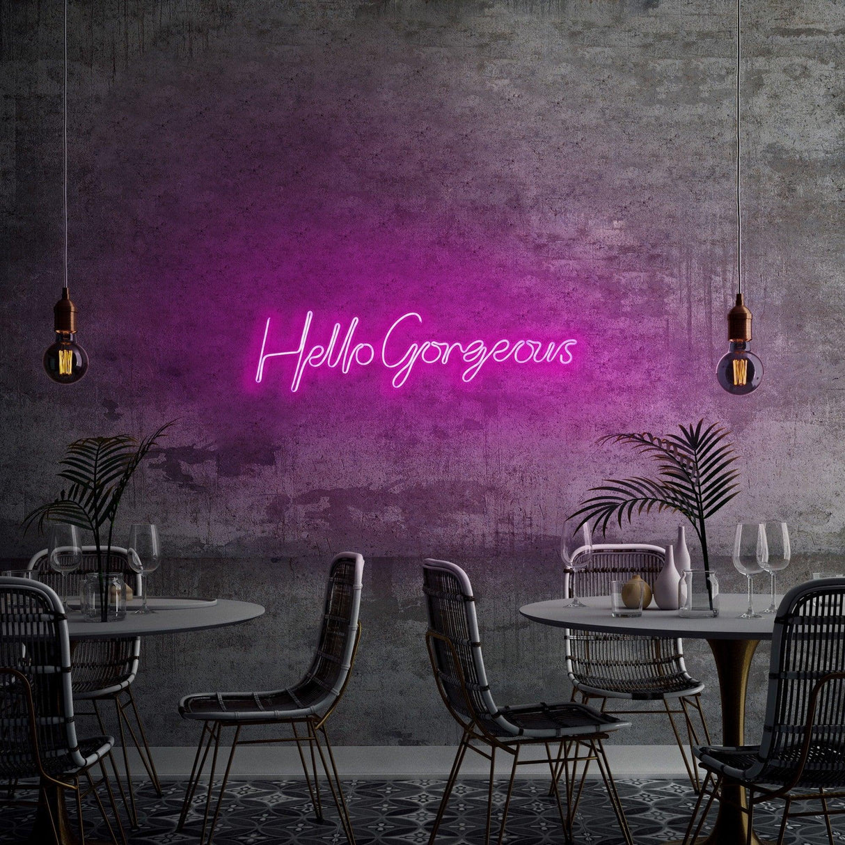 Aplica de Perete Neon Hello Gorgeous (diverse dimensiuni) - Roz