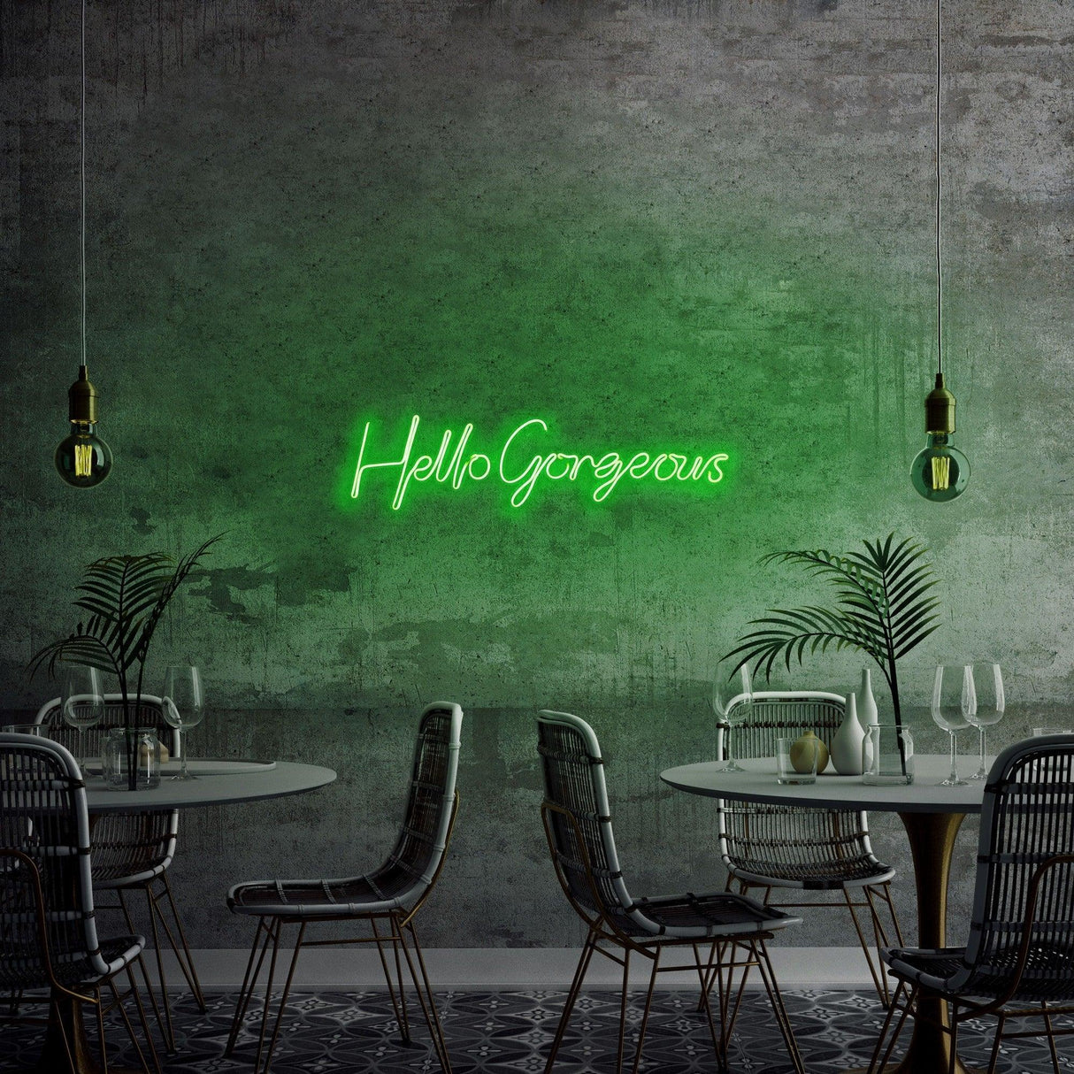 Aplica de Perete Neon Hello Gorgeous (diverse dimensiuni) - Verde