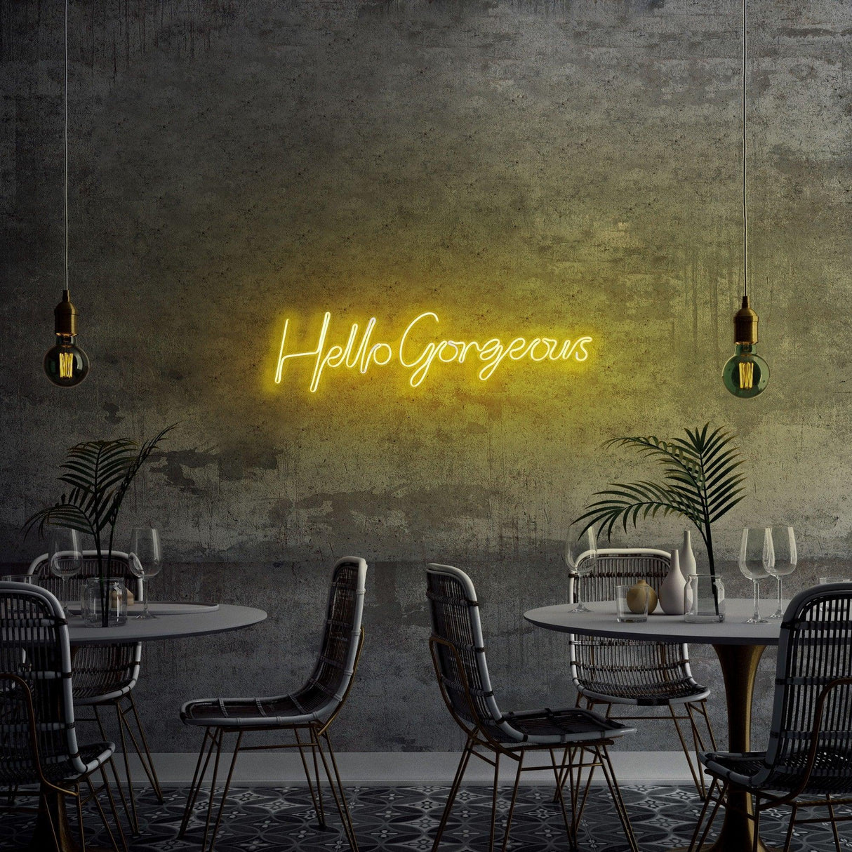 Aplica de Perete Neon Hello Gorgeous (diverse dimensiuni) - Galben