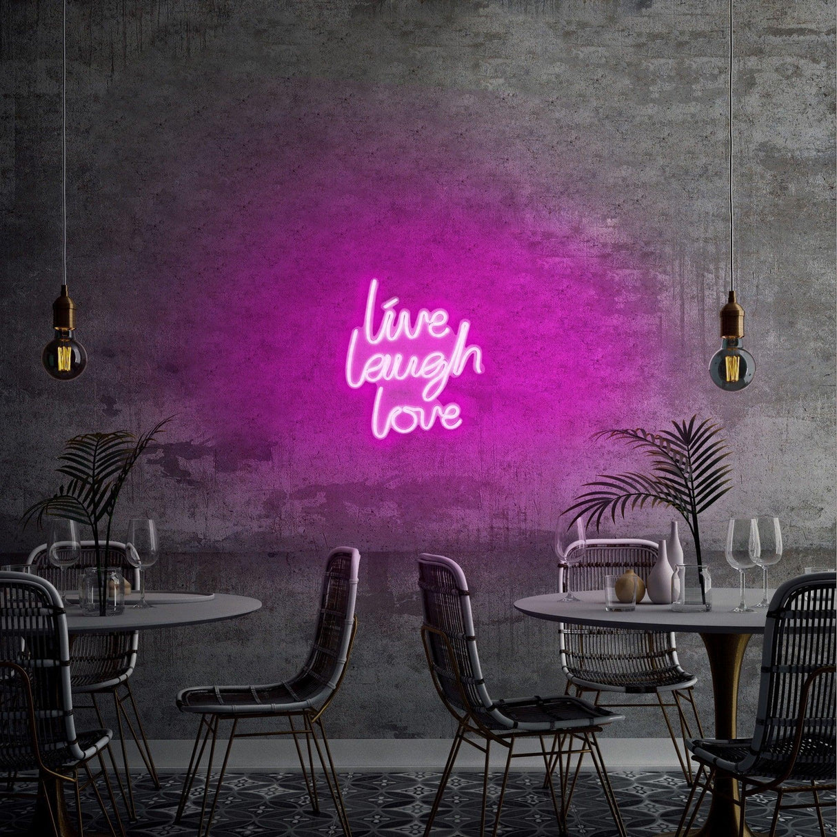 Aplica de Perete Neon Live Laugh Love, 31x36 cm - Roz