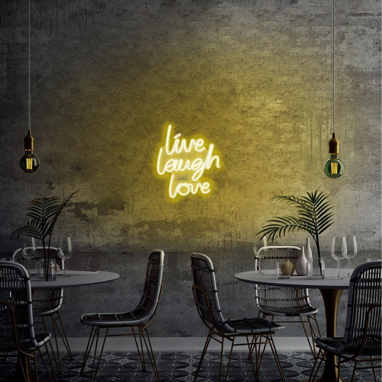 Aplica de Perete Neon Live Laugh Love, 31x36 cm - Galben