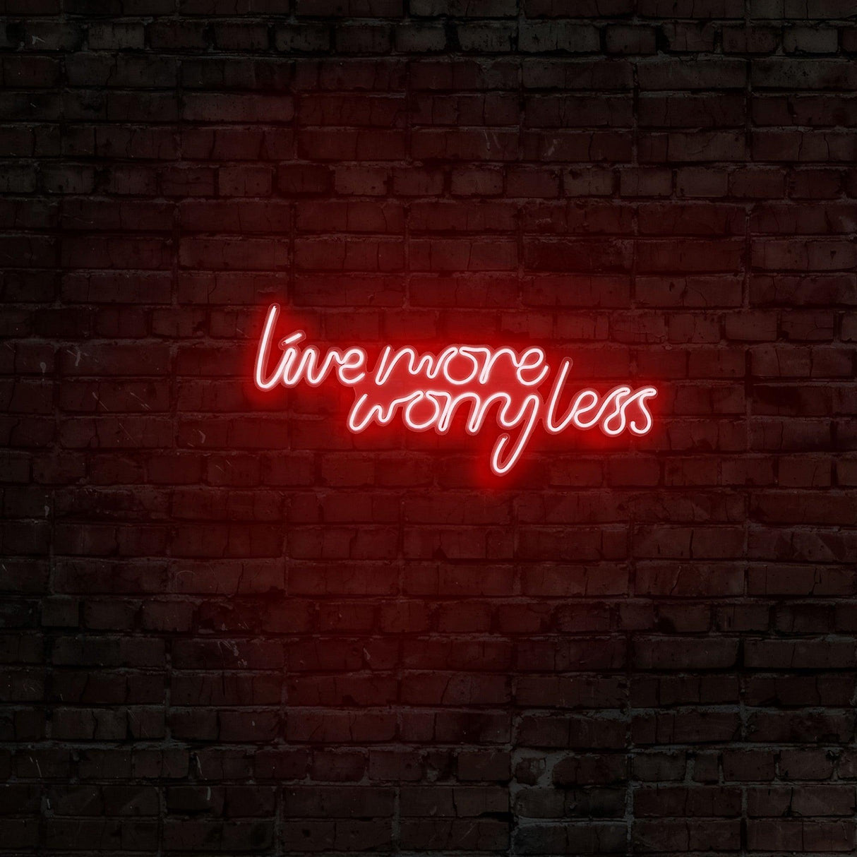Aplica de Perete Neon Live More Worry Less, 67x36 cm - Rosu