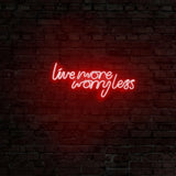 Aplica de Perete Neon Live More Worry Less, 67x36 cm - Rosu