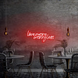 Aplica de Perete Neon Live More Worry Less, 67x36 cm - Rosu