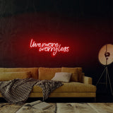 Aplica de Perete Neon Live More Worry Less, 67x36 cm - Rosu