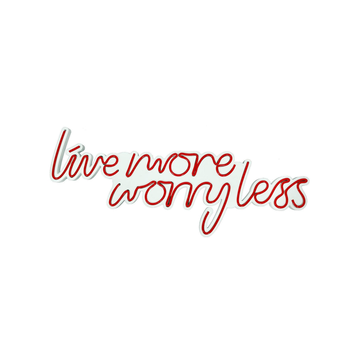 Aplica de Perete Neon Live More Worry Less, 67x36 cm - Rosu