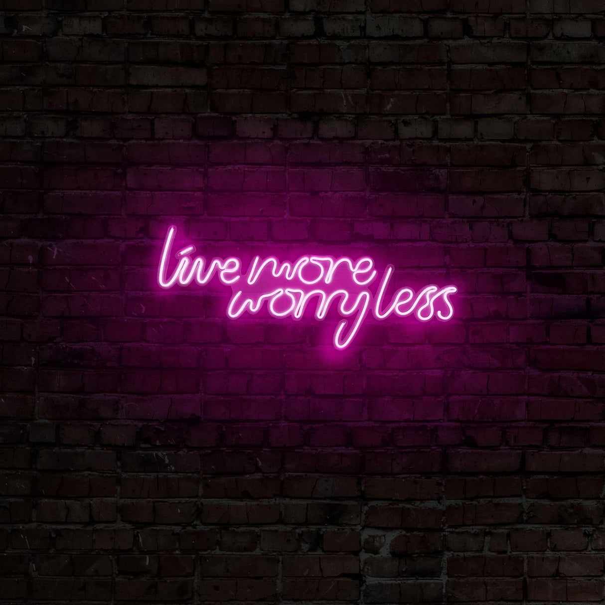 Aplica de Perete Neon Live More Worry Less, 67x36 cm - Roz