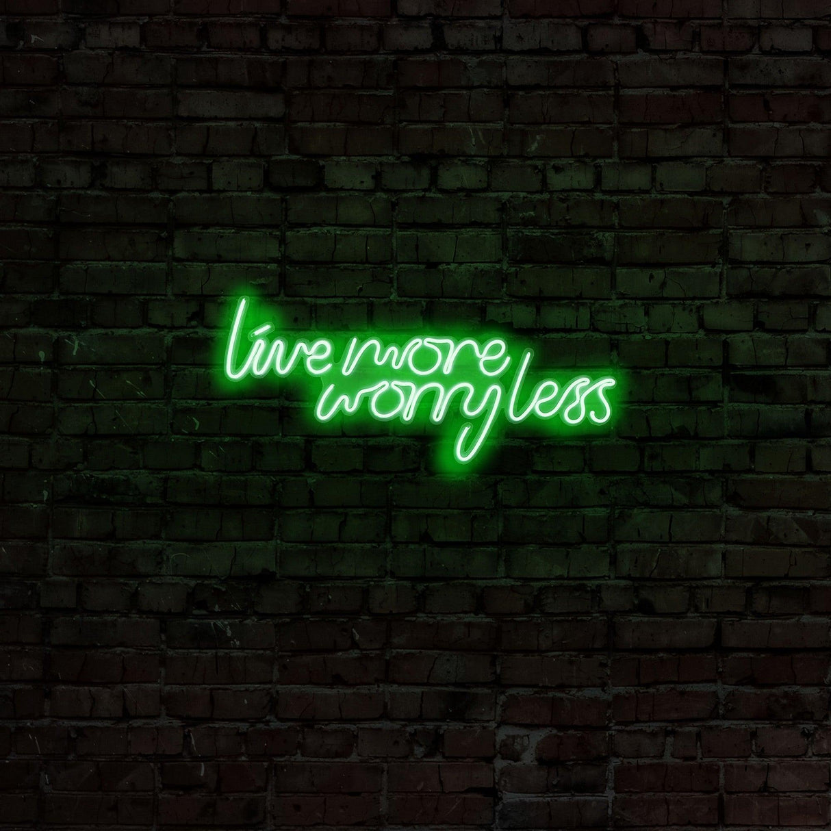 Aplica de Perete Neon Live More Worry Less, 67x36 cm - Verde