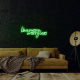 Aplica de Perete Neon Live More Worry Less, 67x36 cm - Verde