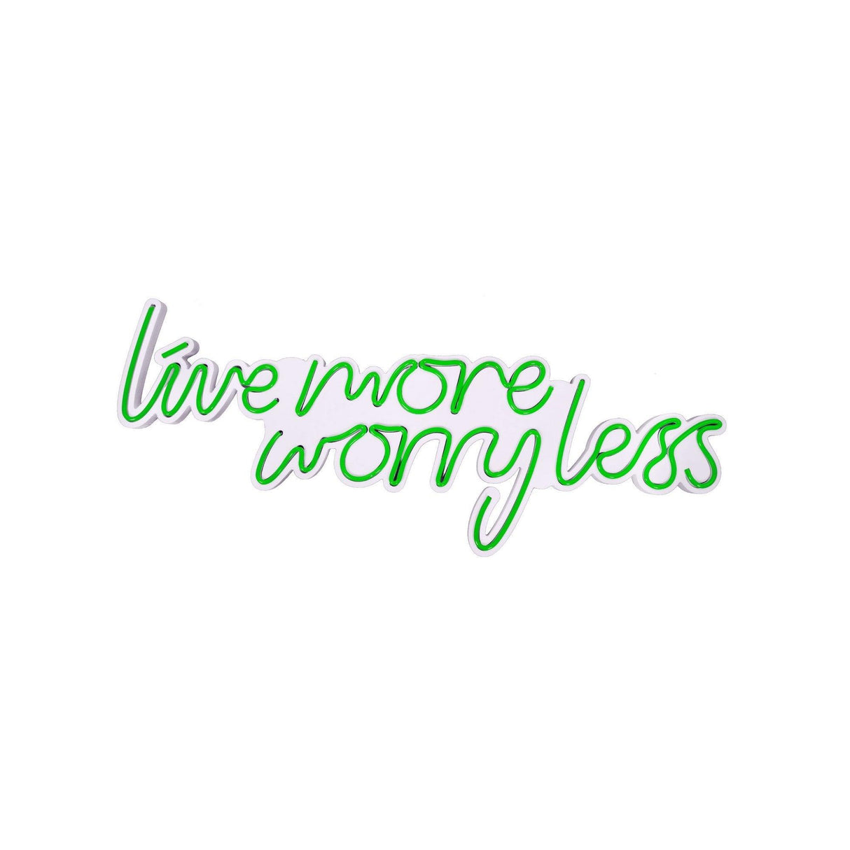 Aplica de Perete Neon Live More Worry Less, 67x36 cm - Verde
