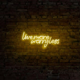 Aplica de Perete Neon Live More Worry Less, 67x36 cm - Galben