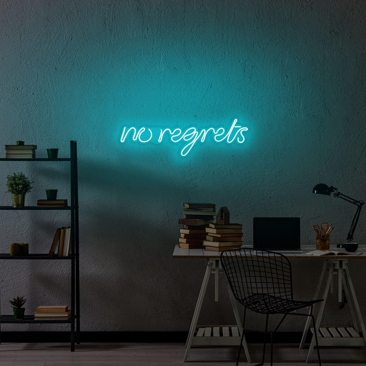 Aplica de Perete Neon No Regrets, 52x16 cm - Albastru