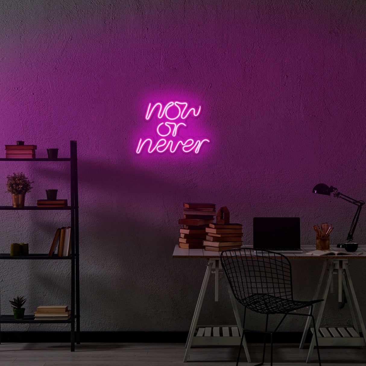 Aplica de Perete Neon Now or Never, 28x22 cm - Roz
