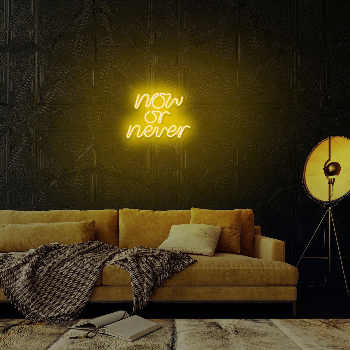 Aplica de Perete Neon Now or Never, 28x22 cm - Galben