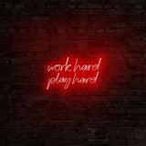 Aplica de Perete Neon Work Hard Play Hard, 55x36 cm - Rosu