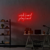 Aplica de Perete Neon Work Hard Play Hard, 55x36 cm - Rosu