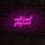 Aplica de Perete Neon Work Hard Play Hard, 55x36 cm - Roz