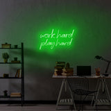 Aplica de Perete Neon Work Hard Play Hard, 55x36 cm - Verde