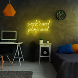 Aplica de Perete Neon Work Hard Play Hard, 55x36 cm - Galben