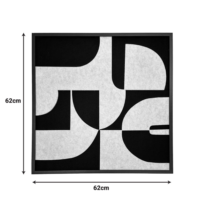 Arta de perete cu rama Jeire, alb-negru, lemn, 62x62 cm, imagine suplimentara