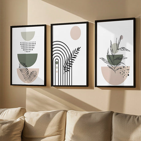 Arta de perete Elyra, Stil Triptic, Rama, Multicolor, 33x48 cm