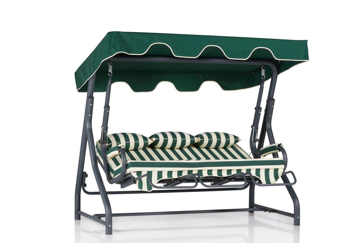 Balansoar de gradina cu 3 locuri Alico, Verde, 160x110x50 cm