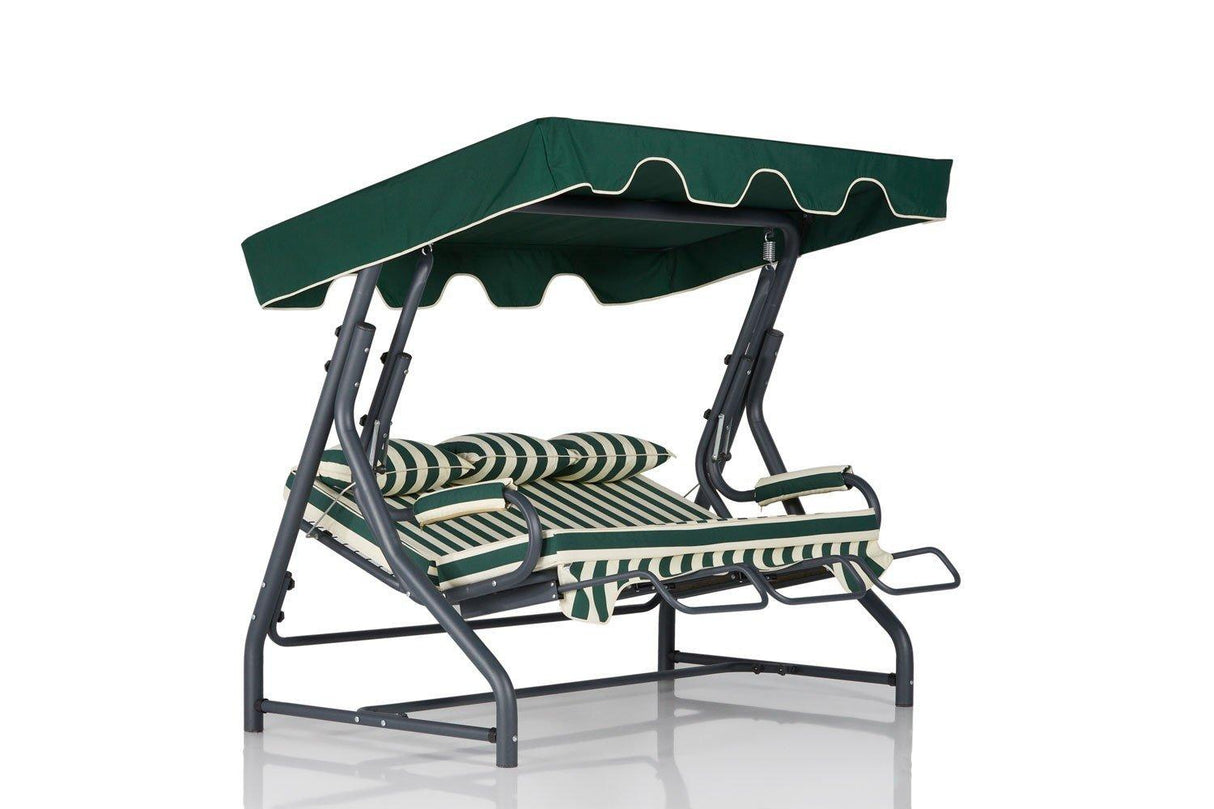 Balansoar de gradina cu 3 locuri Alico, Verde, 160x110x50 cm
